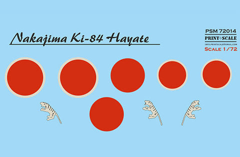 プリントスケール PSM72014 1/72 中島 キ-84 疾風 マスク+ デカール