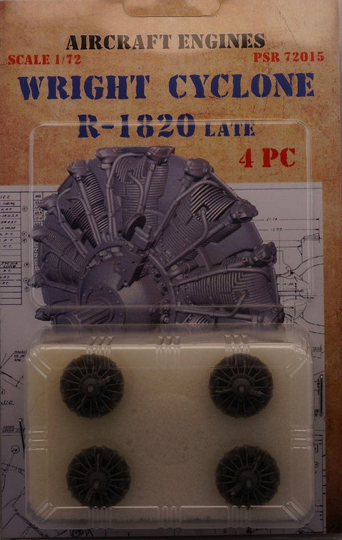 プリントスケール PSR72015 1/72 ライトR-1820 サイクロン 航空機用エンジン 4基 コンプリートセット