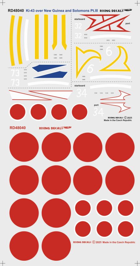 ライジングデカール 48-040 1/48 ニューギニア・ソロモン航空戦の一式戦闘機「隼」 Pt.3