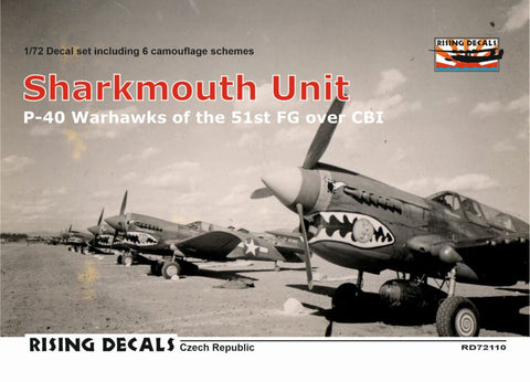 ライジングデカール 72-110 1/72 シャークマウスの P-40K/M/N インド・中国戦線 (decals for 6 a/c)