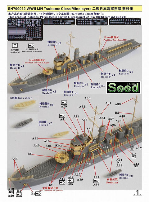 シードホビー SH700012 1/700 WWII 日本海軍 燕型敷設艇 レジンキット
