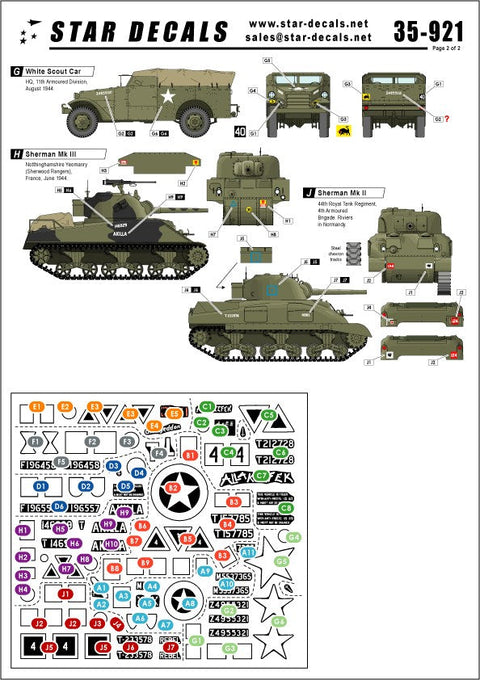 スターデカール 35-921 1/35 イギリス装甲車両 イン ノルマンディ,ハンバーSC, シャーマンファイアフライ IIH・III, ウィリスジープ