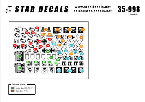 スターデカール 35-998 1/35 突撃砲#2 III号突撃砲B型 第192, 201・203突撃砲大隊 東部戦線1941-42