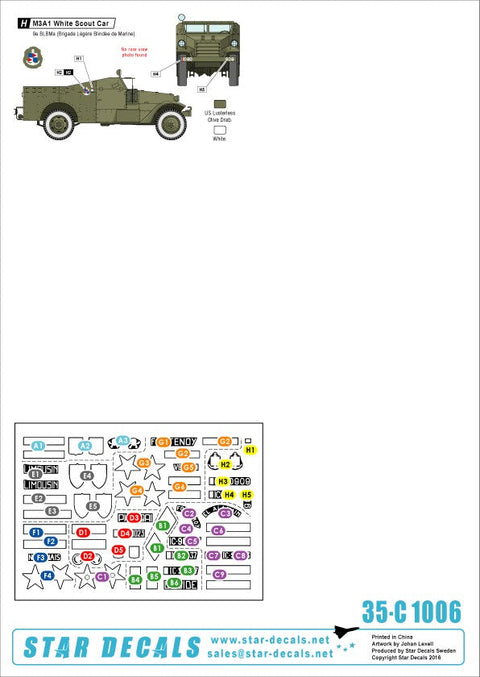 スターデカール 35-C1006 1/35 インドシナ紛争 #1 装甲車 ホワイトスカウト, ハンバーSC, パナール178