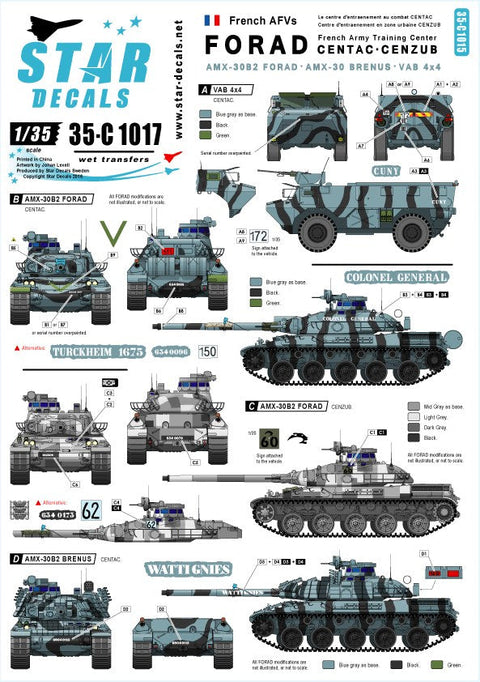 スターデカール 35-C1017 1/35 フランス訓練センター敵国役(アグレッサー部隊) AMX-30 B2, AMX-30 B2 ブレンヌス・VAB 4x4