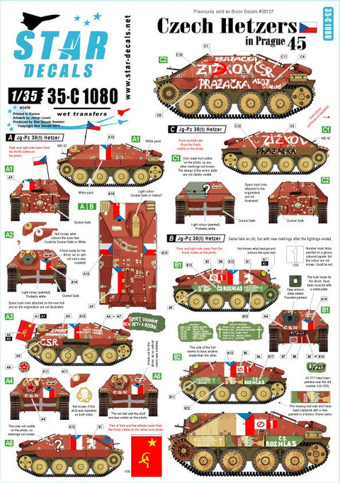 スターデカール 35-C1080 1/35 チェコ プラハ武装蜂起部隊のヘッツアー 1945年5月