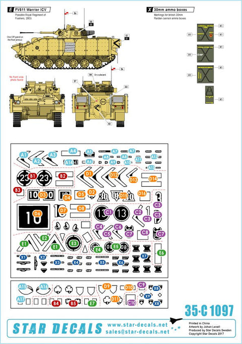 スターデカール 35-C1097 1/35 イラク戦争のイギリス軍 #1 ウォリアー,フクスNBC,シミター