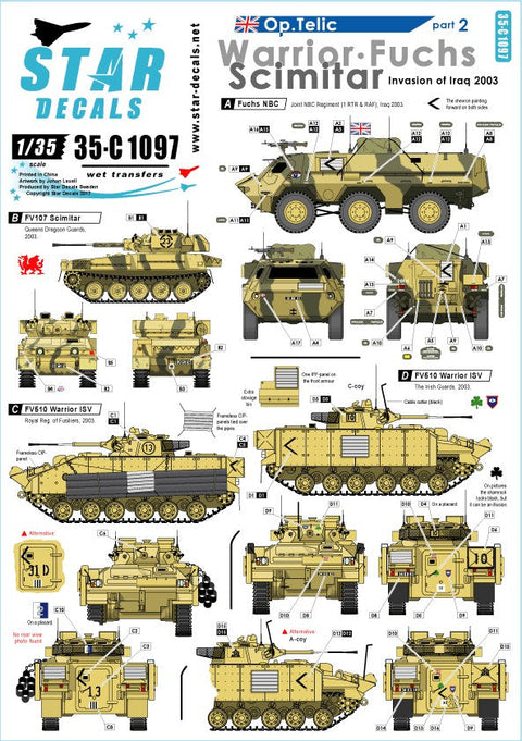 スターデカール 35-C1097 1/35 イラク戦争のイギリス軍 #1 ウォリアー,フクスNBC,シミター