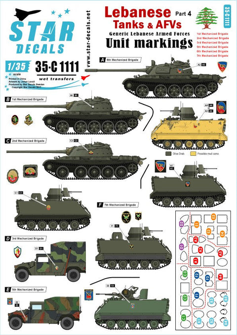 スターデカール 35-C1111 1/35 レバノンの戦車と装甲車両4