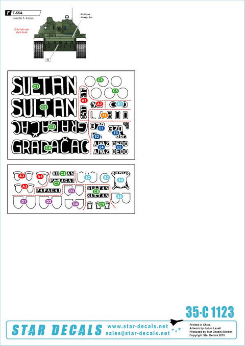 スターデカール 35-C1123 1/35 ボスニア紛争のAFV #1 ボシュニャク人勢力のT-55