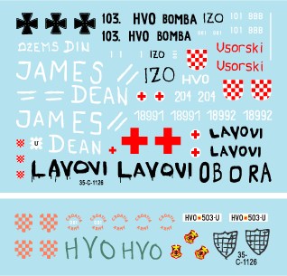 スターデカール 35-C1126 1/35 ボスニア紛争のAFV #4 クロアチア人勢力の M-84, T-34, Praga, M-60. 2S1, BRDM-2, VW T3