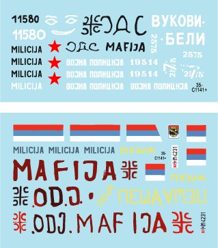 スターデカール 35-C1141 1/35 ボスニア紛争のAFV #6 セルビア人のT-34/85M, M60 PB, BRDM-2 and TAM 110トラック