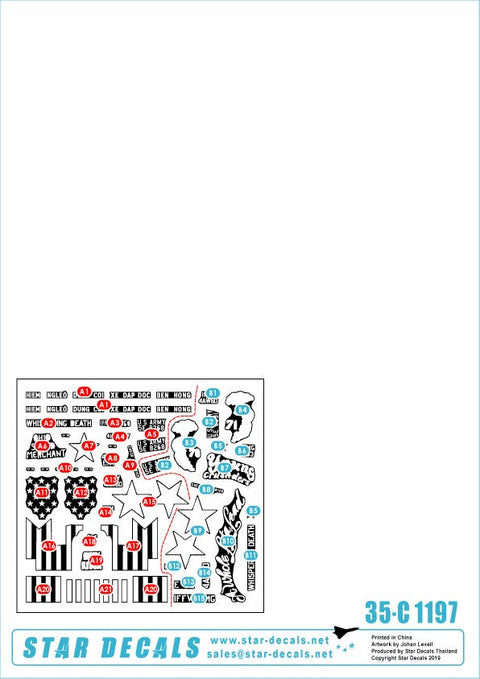 スターデカール 35-C1197 1/35 ベトナム戦争 アメリカ陸軍 ガントラック#4 四連装M2銃座搭載のガントラック イージーライダース「ヤングクルセイダーズ」