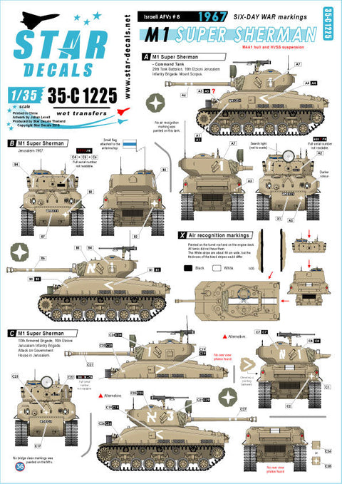 スターデカール 35-C1225 1/35 IDF イスラエルのAFV #8 1967年 六日間戦争 M1スーパーシャーマン