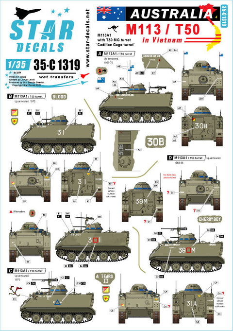 スターデカール 35-C1319 1/35 ベトナムでのオーストラリア軍#4 T50砲塔搭載のオーストラリア軍M113