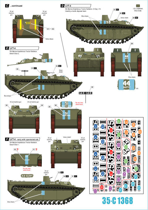 スターデカール 35-C1368 1/35 WWII アメリカ 太平洋戦線 硫黄島の戦い アメリカ海兵隊LVT-4アムトラック水陸両用車