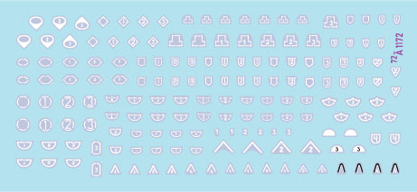 スターデカール 72-A1172 1/72 IDF 汎用マーキング # 1 戦車および AFV 用 イスラエル旅団/部隊記章マーキング