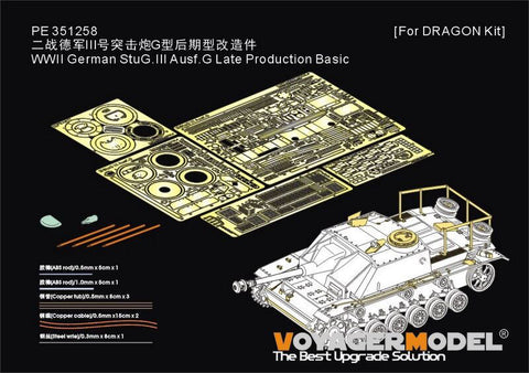 ボイジャーモデル PE351258 1/35 WWII ドイツ III号戦車 G型後期生産型 基本セット(ドラゴン用)