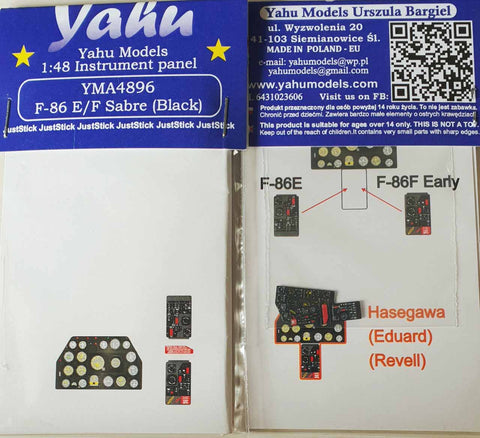 ヤフーモデル YMA4896 1/48 F-86E/F セイバー (Black)計器盤 (ハセガワ/エデュアルド/レベル用)