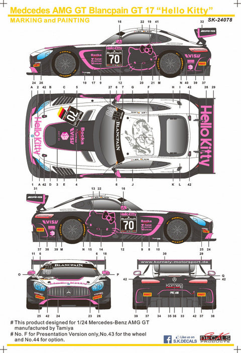 SKデカール SK24078 1/24 メルセデス AMG GT ブランパン GT 17 Hello Kitty