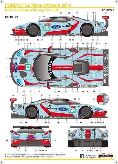 SKデカール SK24094 1/24 フォード GTLM ル・マン 24H 19 フォード Chip Ganassi チーム USA