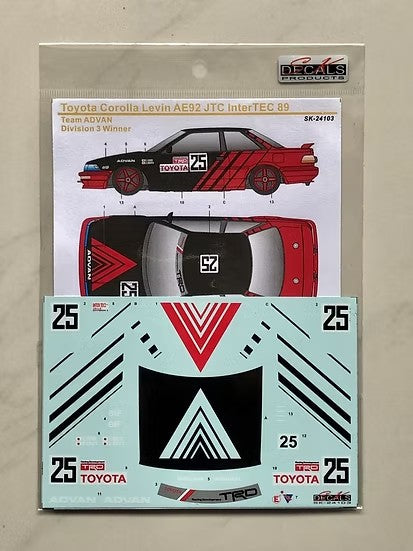 SKデカール SK24103 1/24 トヨタ カローラ レビン AE92 Gr.A JTC 89 チーム ADVAN