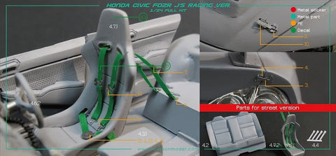 ZoomOn Z037 1/24 ホンダ シビック FD2R J's レーシングバージョン