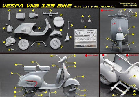 ズームオン Z111(B) 1/24 ベスパ VNB 125 サイドカー(バイク別売)