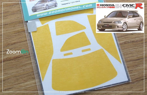 ZoomOn ZD054 1/24 ウインドー・ライト 塗装マスキング- ホンダ シビック タイプR EK9