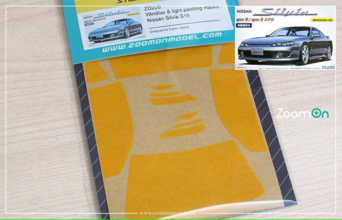 ZoomOn ZD220 1/24 ウィンドウ & ライト ペインティングマスク - 日産 シルビア S15