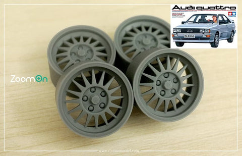 ZoomOn ZR153 1/24 15インチ アウディ クワトロ OEM リムセット 84'-87' (タミヤ用)