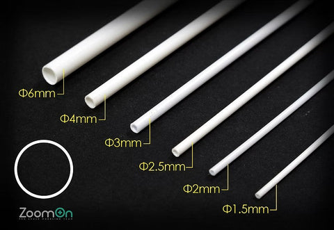 ZoomOn ZT012 1/24 丸プラスチック棒 (中空)250mm