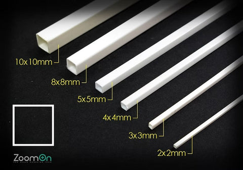 ZoomOn ZT014 1/24 プラスチックの角棒 セット (中空)250mm