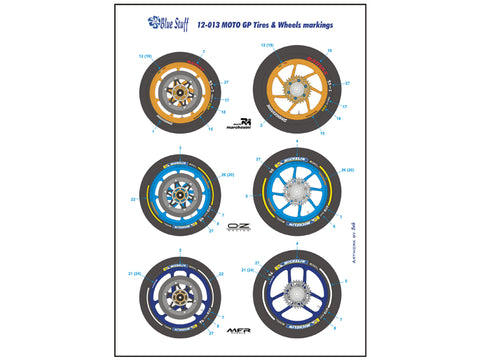 ブルースタッフ BS 12-013 1/12 MOTO GP タイヤ&ホイールマーキング - 1/12タミヤ用デカール