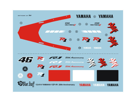 ブルースタッフ BS 12-014 1/12 ヤマハ YZF-R1 20周年記念 - 1/12デカール タミヤ14133