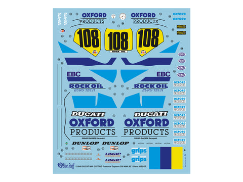 ブルースタッフ BS 12-048 1/12 ドゥカティ 888 オックスフォードプロダクツ デイトナ 200 AMA 92' / スティーブ HISLOP - 1/12デカール タミヤ14063