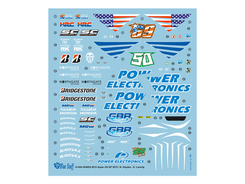 ブルースタッフ BS 12-054 1/12 ホンダ RCV Aspar アメリカ GP 2015 / ニッキー・ヘイデン - E. Laverty - 1/12デカール タミヤ14130
