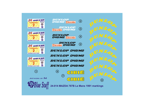 ブルースタッフ BS 24-014 1/24 マツダ 787B ル・マン24時間 1991 Additives - 1/24デカール タミヤ24326 / 24352