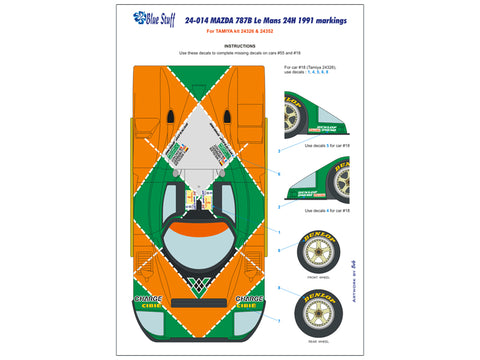 ブルースタッフ BS 24-014 1/24 マツダ 787B ル・マン24時間 1991 Additives - 1/24デカール タミヤ24326 / 24352