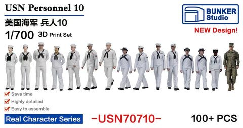 バンカースタジオ USN70710 1/700 WWIIアメリカ海軍 フィギュアセット 10 乗組員
