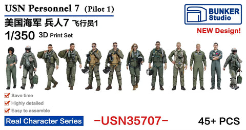 バンカースタジオ USN35707 1/350 現用アメリカ海軍 フィギュアセット 7 航空母艦 パイロット 1