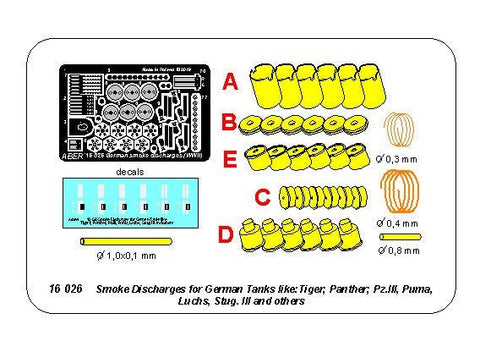 アベール 16026 1/16 ドイツ スモークディスチャージャー(タイガーI,パンサーD型,プーマ,ルクス,III号突撃砲G型他)