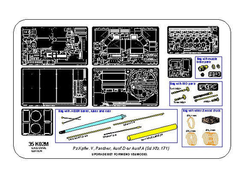アベール 35K02M 1/35 ドイツ パンサーA/D型 ボックスフルセット エッチング アルミ砲身他(MENG用)