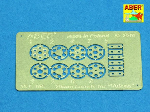 アベール 35L105 1/35 アメリカ 20mmM61バルカン多銃身機関砲身