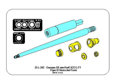 アベール 35L243 1/35 ドイツ キングタイガー ヘンシェル砲塔型 8.8cmKwk43砲身（MENG用)