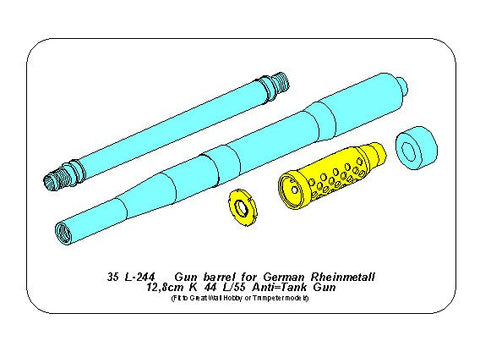 アベール 35L244 1/35 ドイツ ラインメタル 12,8cm K44 L/55対戦車砲砲身(グレートウオールホビー/トランぺッター用)
