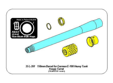アベール 35L261 1/35 ドイツ E100超重戦車クルップ砲塔用 15cm主砲身(トランぺッター用)