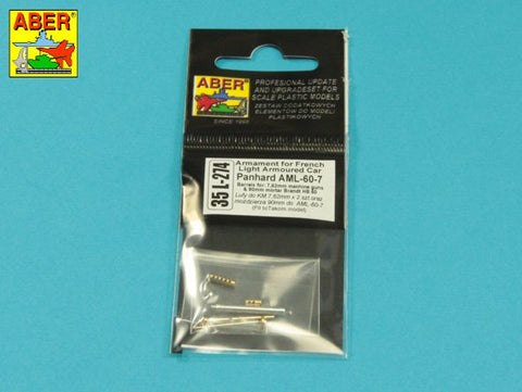 アベール 35L274 1/35 フランス AML60 装輪装甲車用7.62mm機銃2丁 ・ 90mm 迫撃砲砲身(タコム用)