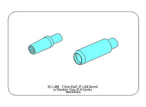 アベール 35L280 1/35 ドイツ III号突撃砲0シリーズ用 7.5cm Kwk37砲身（ミニアート用)