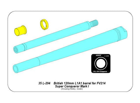 アベール 35L294 1/35 イギリス コンカラーMk.Ｉ用120mmL1A1戦車砲身